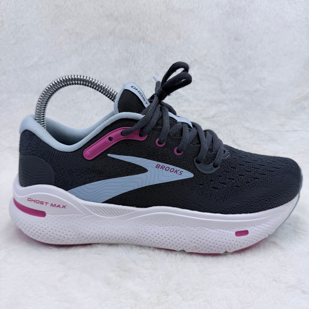 Brooks Ghost Max Womens Running Shoes Ebony Open Air Lilac Rose Size 7 Sneakers